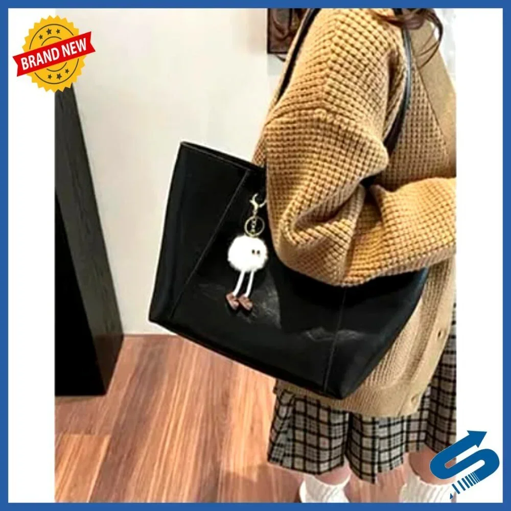 Vegan Leather Tote Bag Minimal Chic Professional Work Commute Spacious Interior